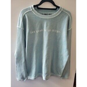 Rad Vies Only See All Good Things Mint Green Long Sleeve Crew neck